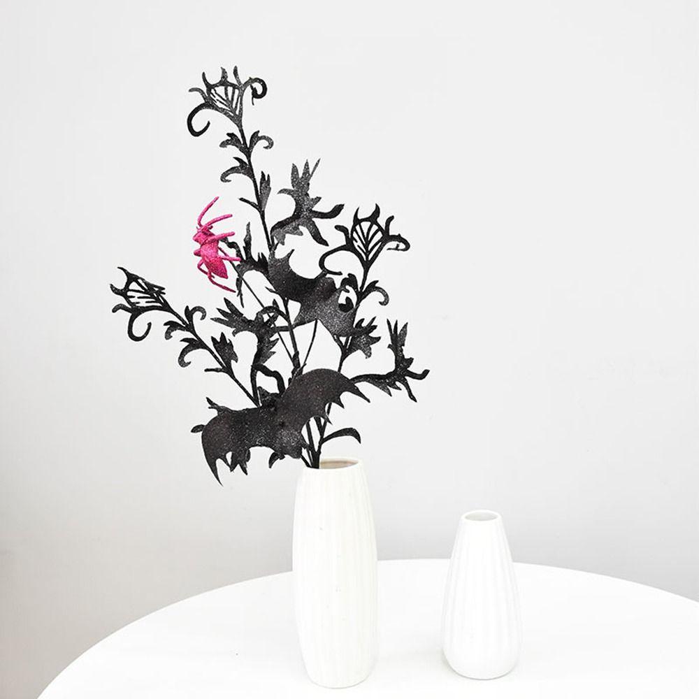 Spooky Black Halloween Bats Spiders Branch 48cm Simulation Bats Flower  Home Office Party