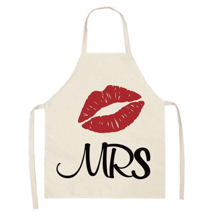 New Printed Women's Kitchen Apron Anti-stain and Oil-proof Linen Apron Dress Men's Chef Cooking Apron Cleaning Children's Apron