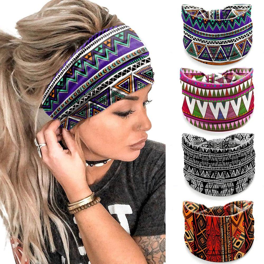 Elastic Wide Headbands Boho Printed Headscarf New Soft Bandana Girls