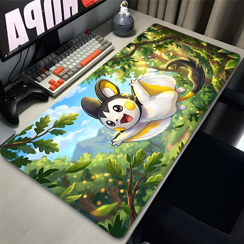 Kawaii Emolga Large Mouse Pad XXL Pc Gamer Cabinet Keyboard Mouse Mat Gaming PPokemon Rubber Mousepad Desk Accessories