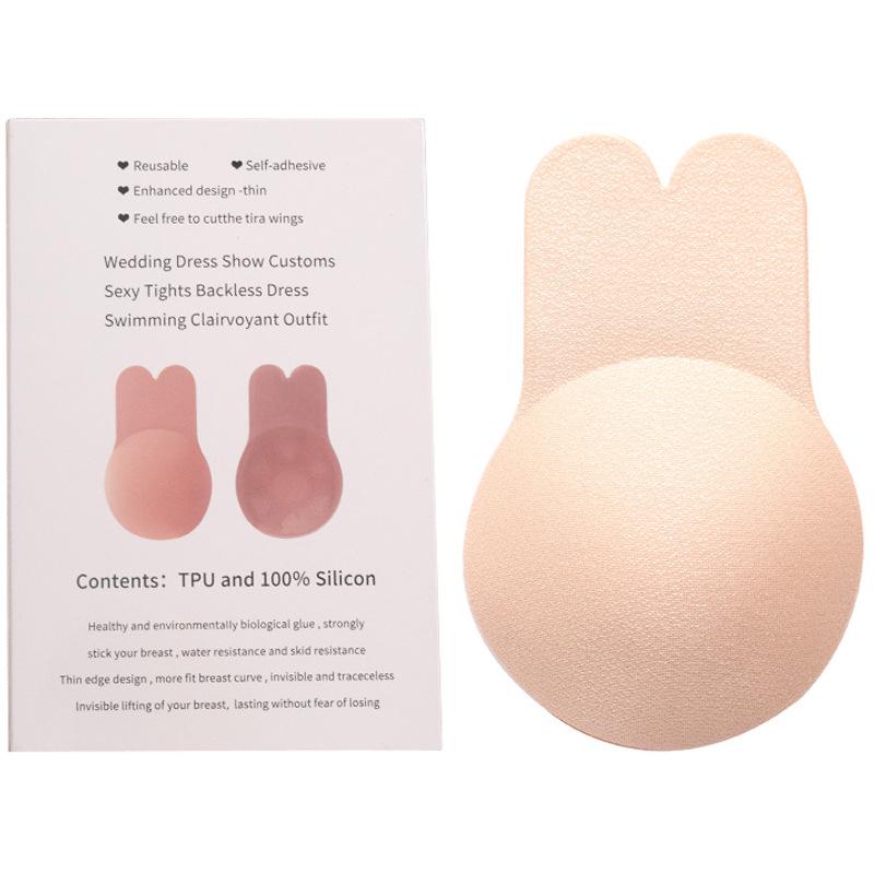 Новые силиконовые наклейки на соски с ушками кролика: Дышащие, Пуш-ап, Невидимые и Защищающие от обнажения накладки для подъема груди.