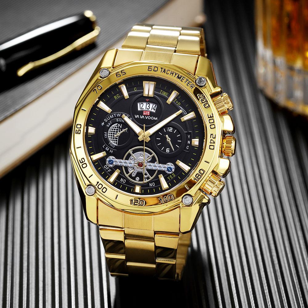 VA VA VOOM Brand Classic Mens Retro Watches Automatic Mechanical Watch Tourbillon Clock Genuine Leather Waterproof Military Wristwatch