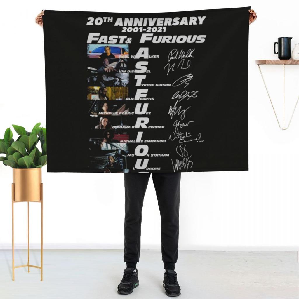 20th Anniversary 2001 2021 Fast Furious Signatures Classic Throw Blanket Soft Breathable Blanket for Night Sleeping