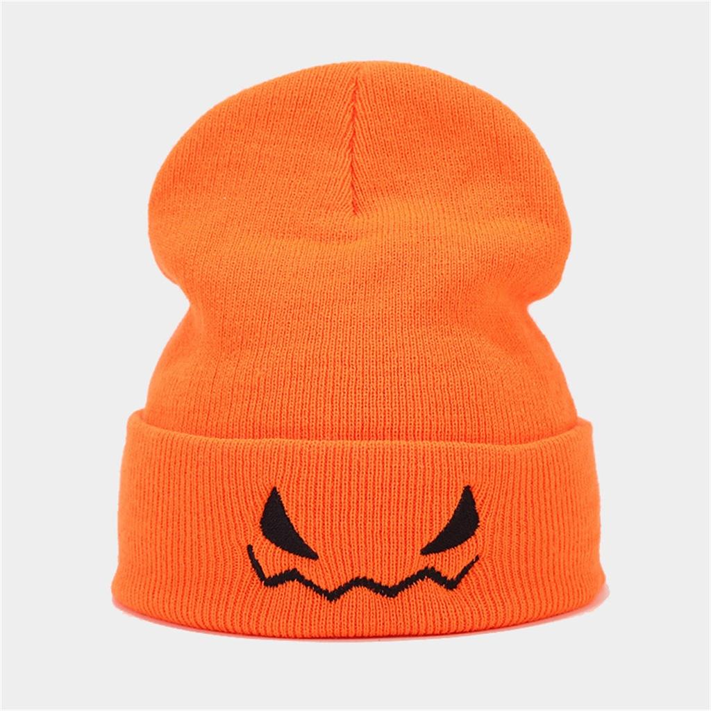Men And Women Halloween Little Devil Embroidered Knitted Hats Funny Wool Pullover Hats