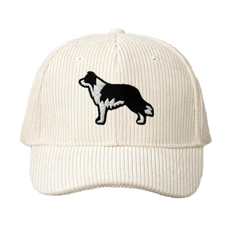 Border Collie Corduroy Cap Embroidered Dog Design Unisex Snapback Hat for Men Women Casual Streetwear Animal Lover Hat Gift
