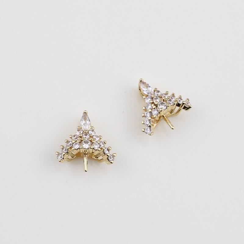 Серьги в форме крыла русалочьего хвоста с 18-каратным медным цирконием и жемчужной подвеской