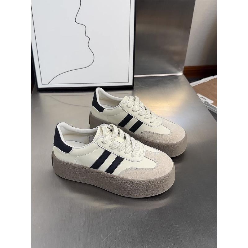 Толстая подошва Новые Круглые Носки Ретро Повседневные Бордовые Туфли Для Женщин