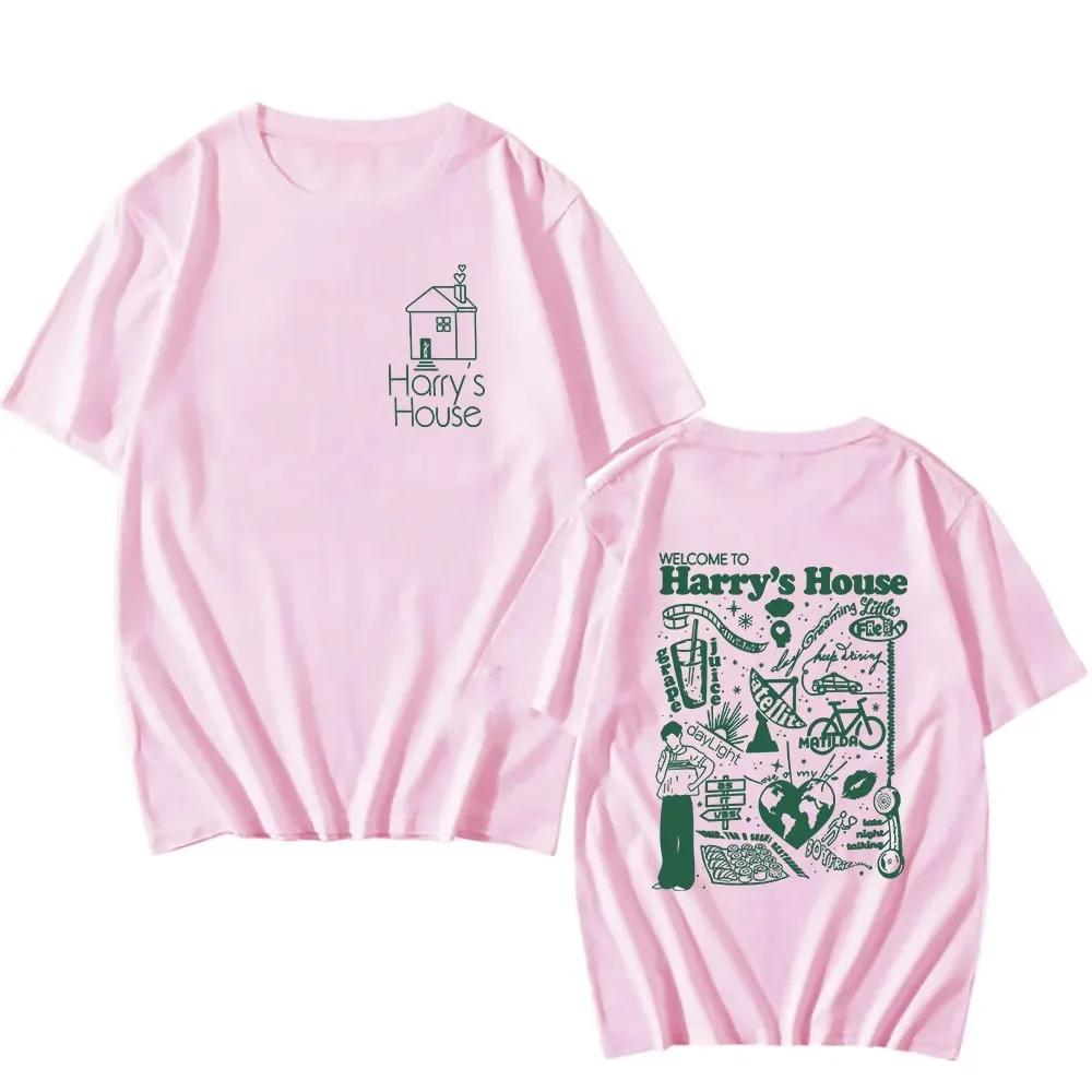 Harrys House Love on Tour Tshirt 100% Cotton Shirts Lovely Cartoon Print T-shirt Retro Men's Clothes Summer Oversized T Shirt