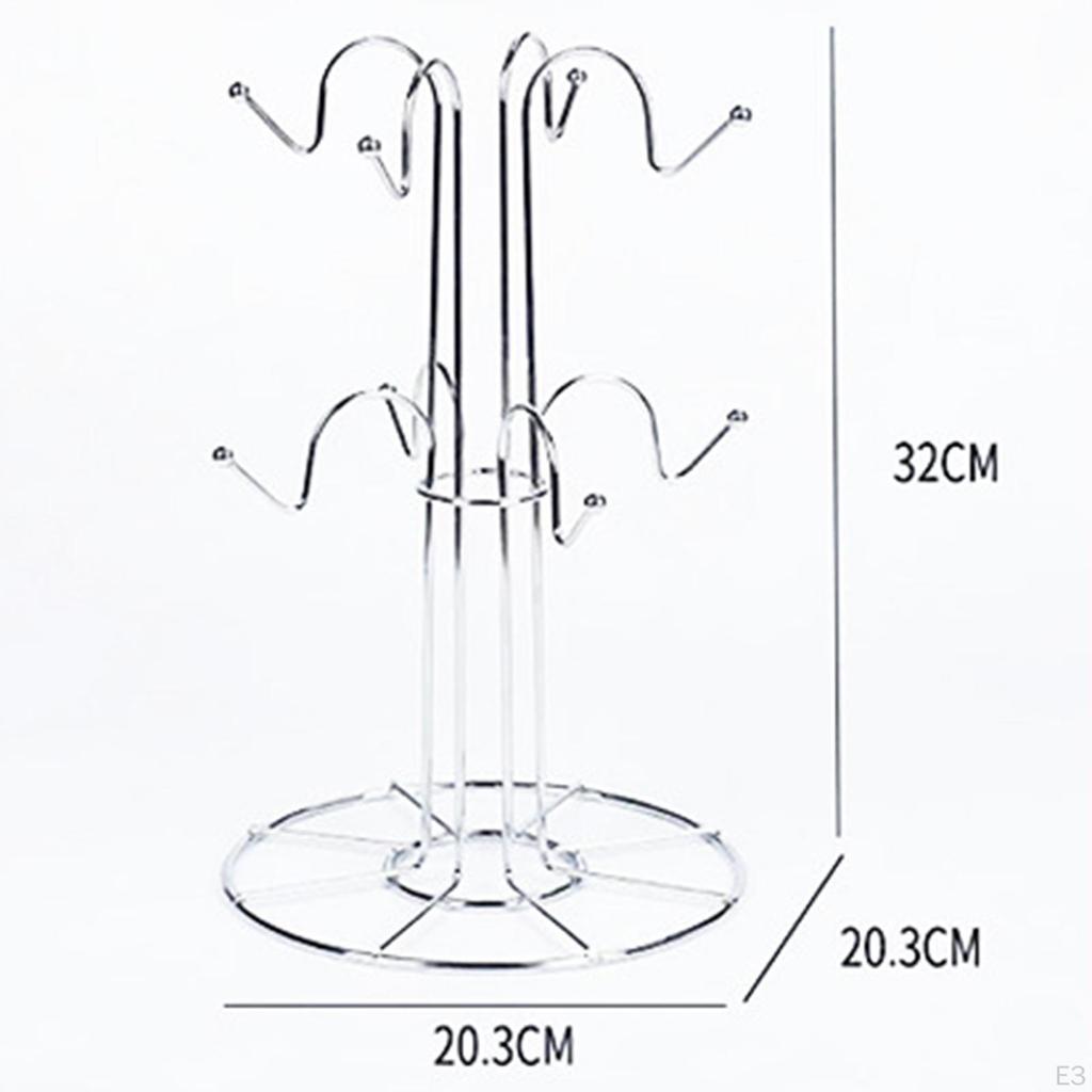 Mug Drying Rack 8 Cup Hooks Dryer Coffee Bar Decor Organizer for Desktop Mugs