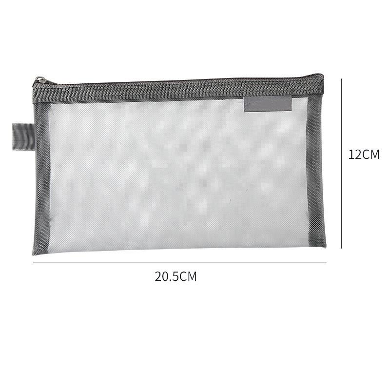 Large Capacity Simple Color Pencil Case Student Exam Series Hand Account Net Yarn Transparent Stationery Storage Supplies Bag