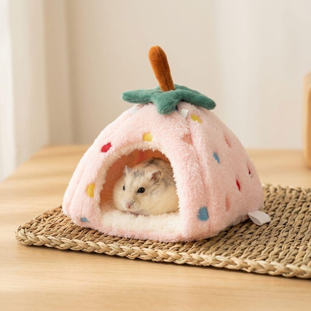 Cozy Hideaway Plush Hamster Warm Bed Thickened Hamster Nest Pet Cotton Hut Cage Accessories