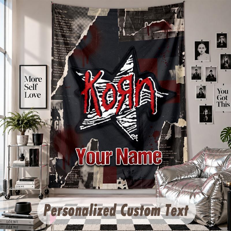 Wall Hanging Tapestry With Custom Name & Text, Korn Decorative Tapestry For Bedroom