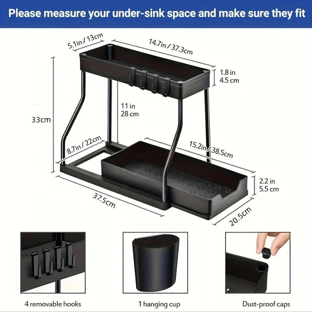 Double-layer drawer seasoning household kitchen storage rack bathroom sink layer debris storage rack
