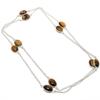 Драгоценный камень Тигровый глаз Ювелирное изделие из стерлингового серебра 925 пробы Ожерелье 36" R6r95