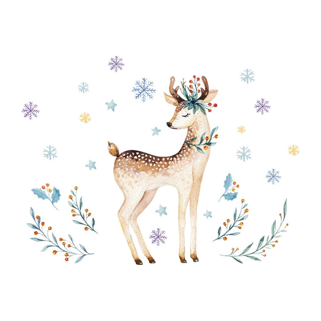 Colorful Streamer Cute Elk PVC Sticker Wall Sticker Living Room Decoration