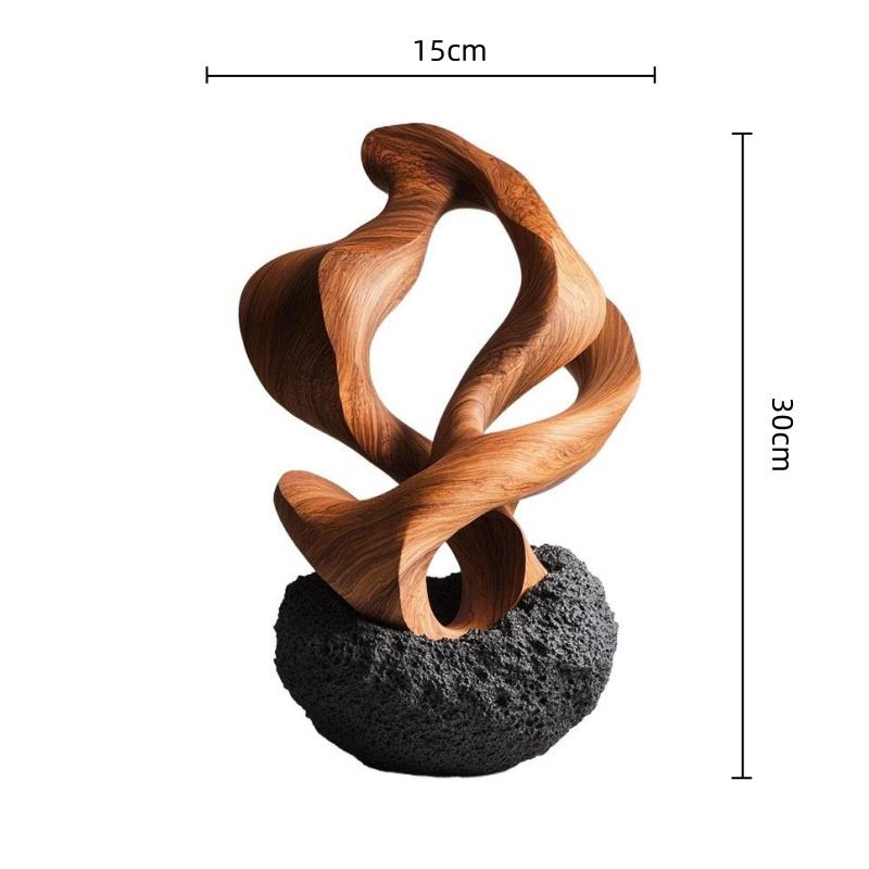 Resin Handicrafts Golden Geometric Sculpture Ornaments Hollowed-out Tree Holes Twisted Statue Home Decoration Accessories