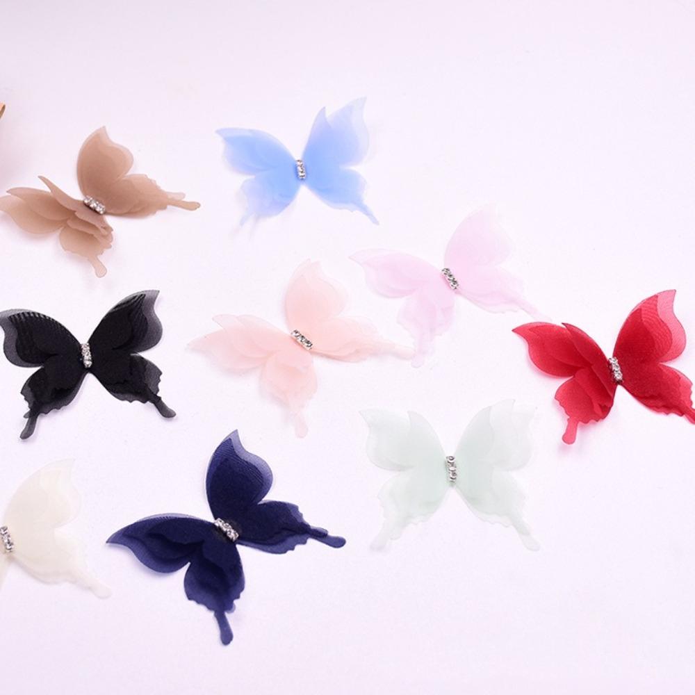 20 шт. 5 см шифоновая бабочка градиент цвета имитация сетки бабочка нашивка материалы для дизайна одежды