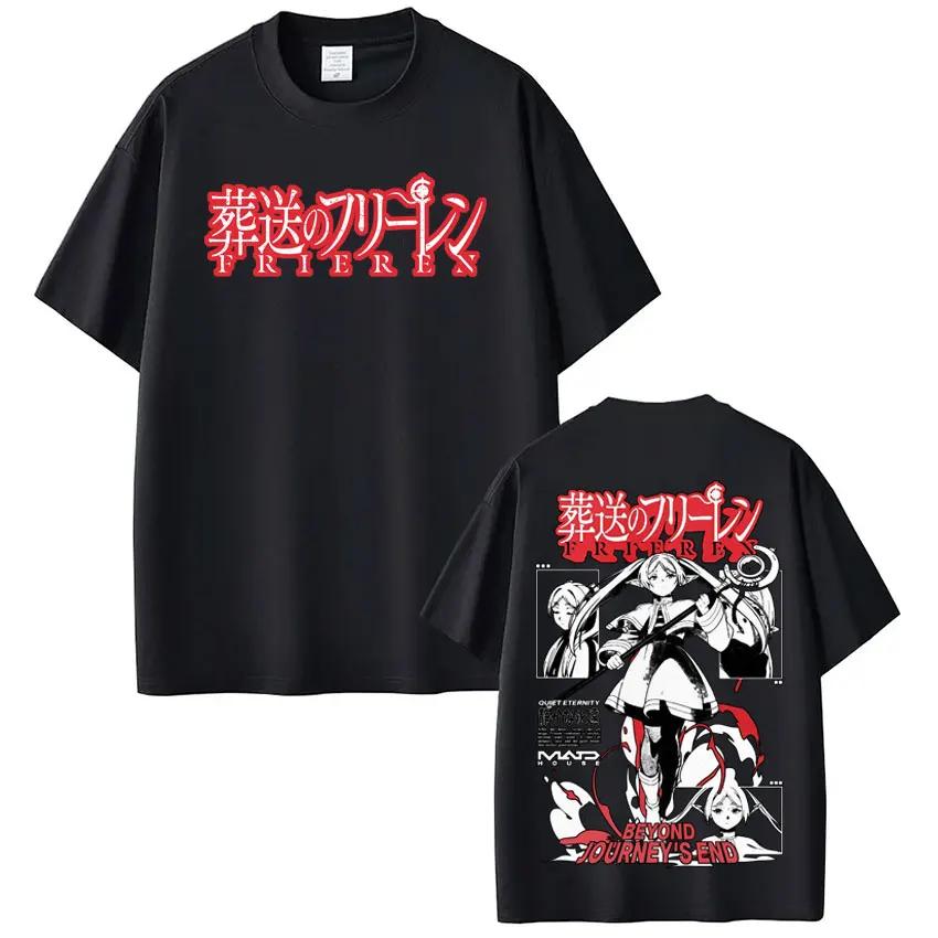 Anime Frieren_ Beyond Journey's End T Shirt Frieren Manga Harajuku T-shirt Men Women Summer High Quality 100_ Cotton T-shirts