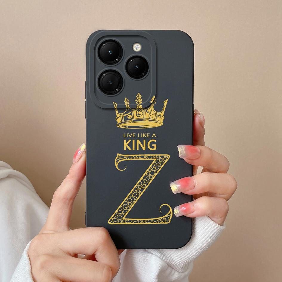 Для Infinix Smart 8 Zero 30 Note 40 4G Hot 40 GT 20 Pro Itel S24 Чехол для телефона Бампер с защитой от падения Силиконовый мягкий чехол Модная Корона Король Буквы Матовая Капа