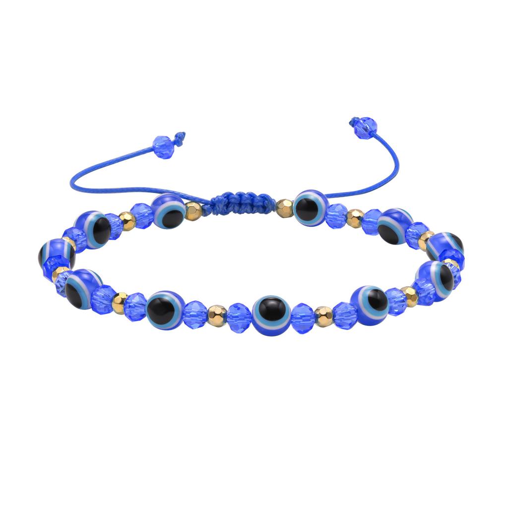 Color Crystal Beads Devil'S Eye Braided Bracelet Women'S Versatile Fashion Jewelry Br-1275
