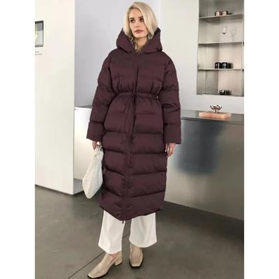 Женские зимние однотонные длинные хлопковые пальто, модные толстые теплые парки с капюшоном и завязками на талии, повседневные уличные пальто