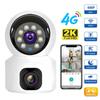 SIM Card 4G Camera Indoor Dual Lens Mini IP Camera 2K 4MP WIFI Wireless Security Night Vision Camara Video Surveillance V380 Pro