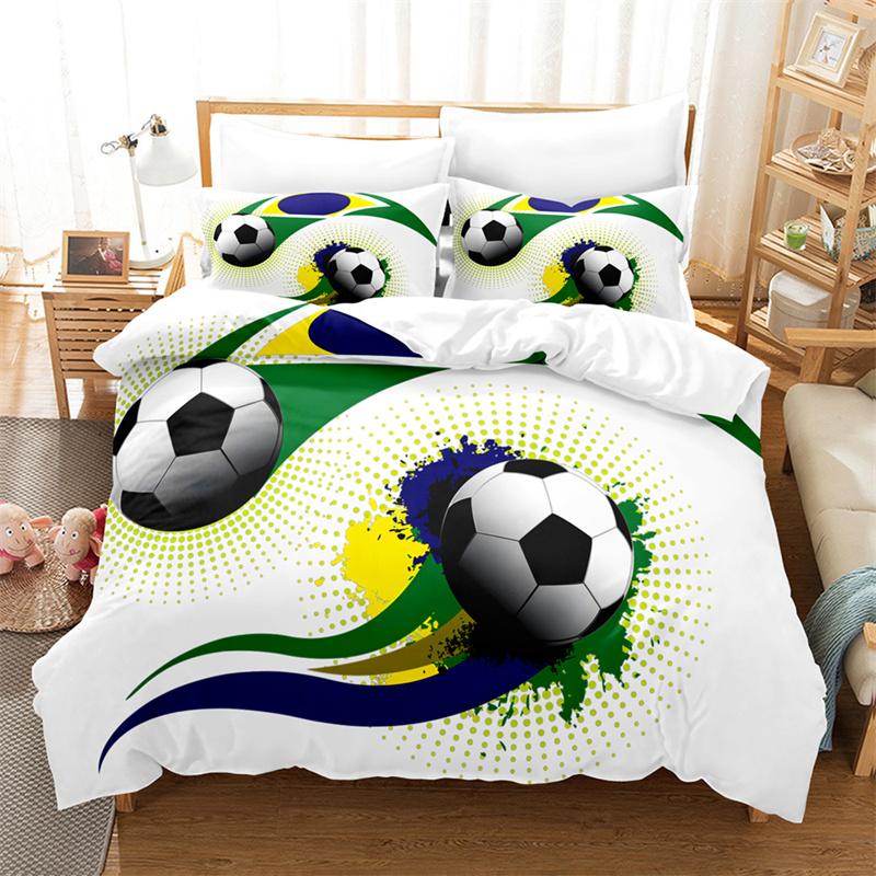 Футбол Постельное белье для мальчиков Спортивный пододеяльник Комплект постельного белья King Size Комплект одеяла для молодежи Модный комплект постельного белья Постельный комплект