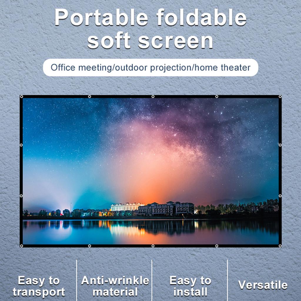 150 Inch Projector Screen 16:9 HD 4K Foldable Portable Double Sided Projection Anti-Crease Movie