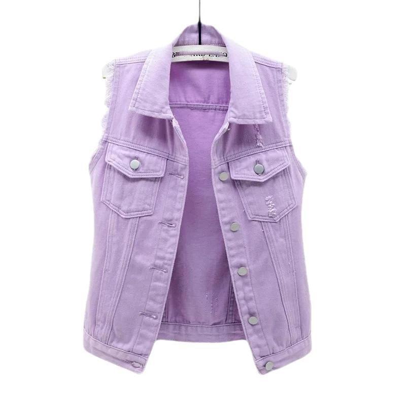 Модный джинсовый жилет, женская укороченная утягивающая куртка без рукавов с бахромой на весну и лето, универсальная одежда для среднего возраста