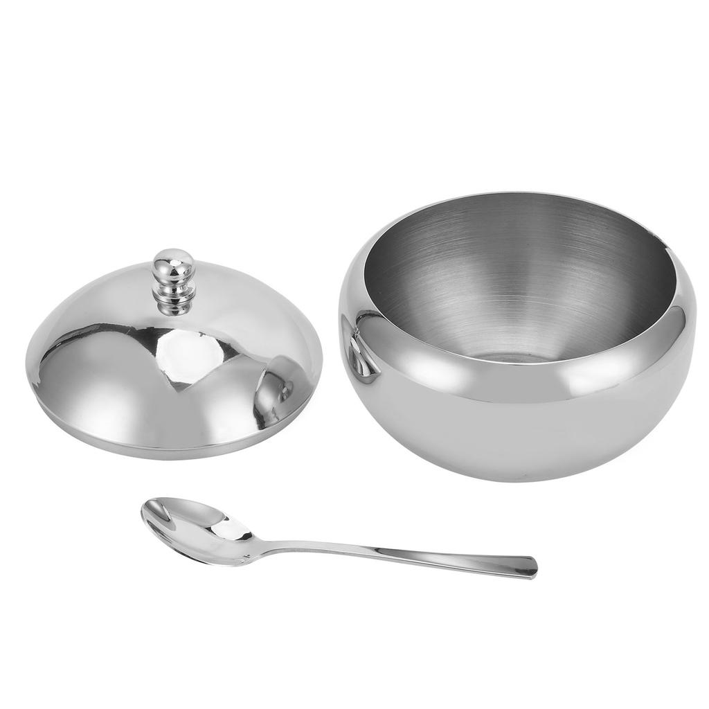 Seasoning Box 304 Stainless Steel Sugar Salt Bowl Container Household Supplies with Lid SpoonL