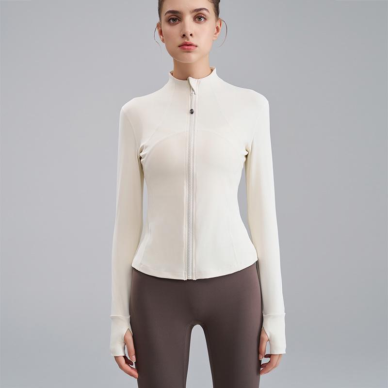 Женская облегающая куртка для йоги с длинным рукавом Nude Feel: Воротник-стойка, Высококачественная осенне-зимняя одежда для фитнеса