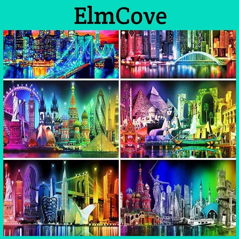 Round Full Drill 5d Square Landscape Diamond Embroidery City Scenery Diamond Painting Cross Stitch Rhinestone Mosaic Home Decor