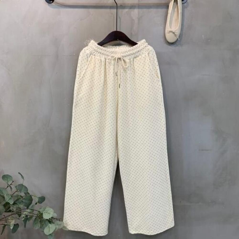 C S In The Room heaTher Velour Dot Pattern bandIng Straight Wide pantS 3 ColorS