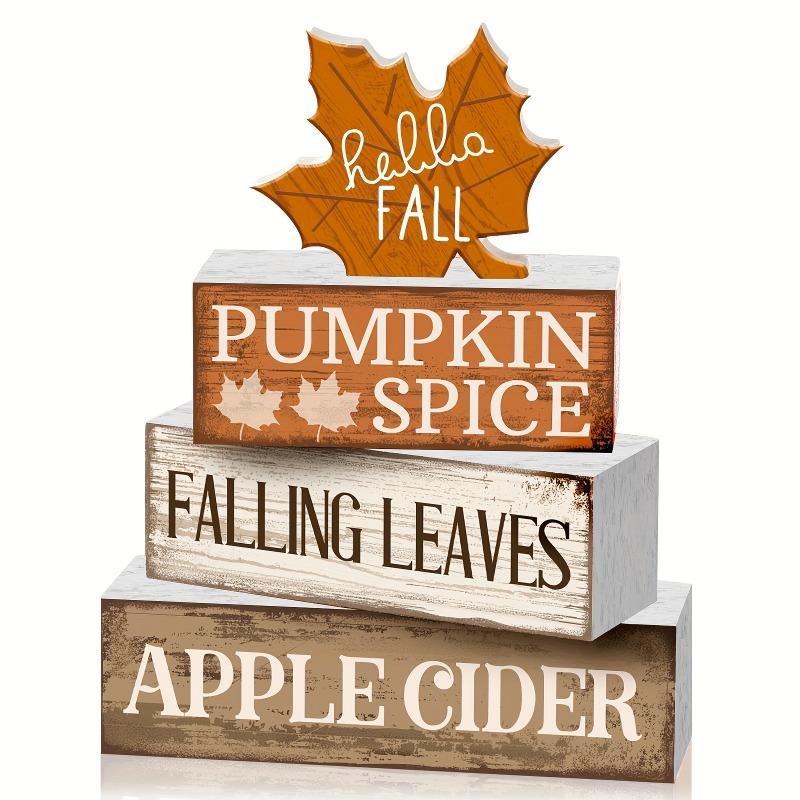 Wooden Farmhouse Layered Tray with Maple Leaves Recipe Block Sign for Holiday Centerpiece Kitchen Decor Halloween Christmas Gift