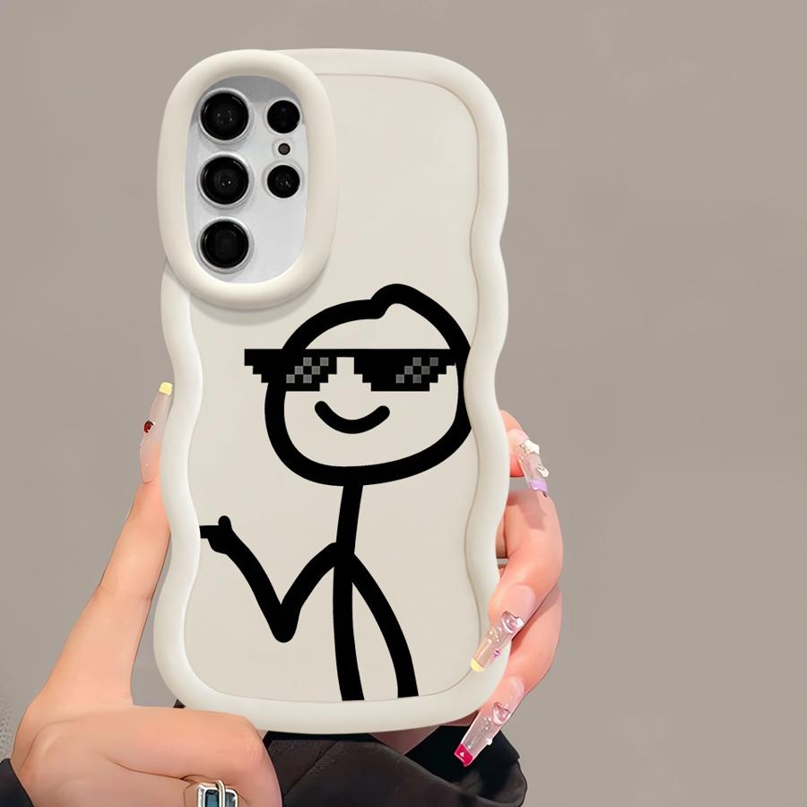Крутой Чехол-Крышка для Телефона с Мягким Рисунком 'Cool Line People' для Samsung Galaxy S22 Ultra S24 S20 FE S21 S25 S23 Plus A25 A26 A34 A54 A35 A55 A24 A36