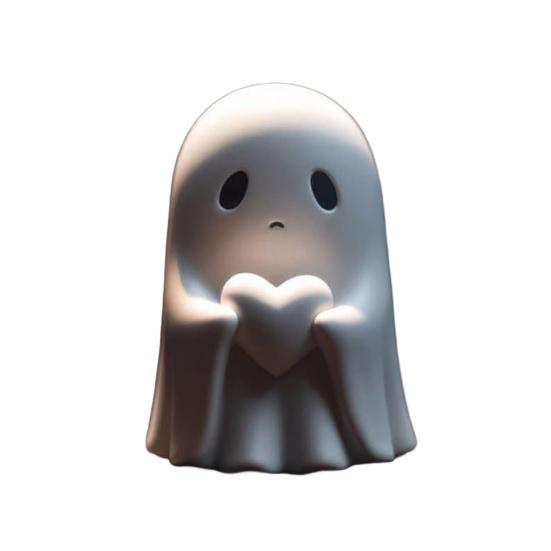 Halloween Love Heart Ghost Figurine Rude Middle Finger Ghost Statue Resin Sculpture Home Office Desktop Decoration Ornament