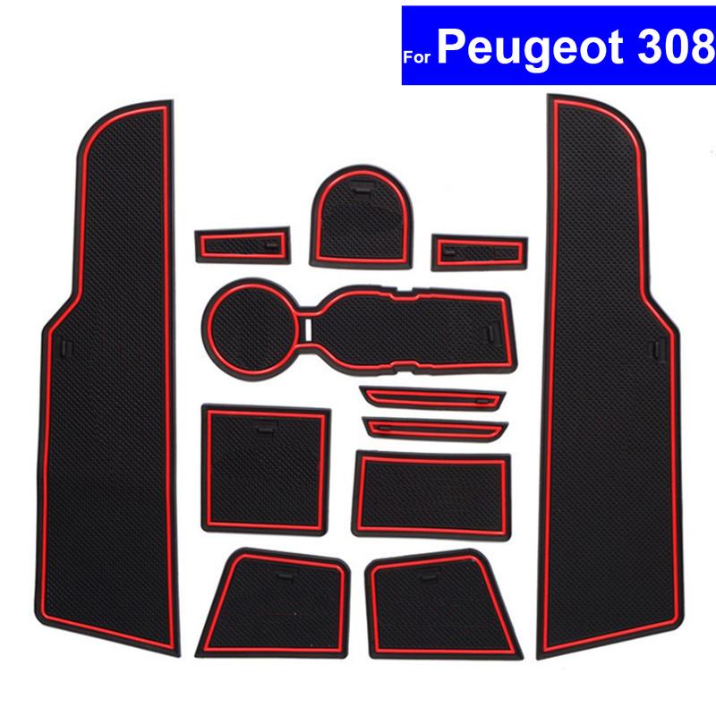 Non-slip Car Door Slot Mats Gate Carpets Position Cup Holder Pads For Peugeot 308 2016 2017 Door Groove Mat