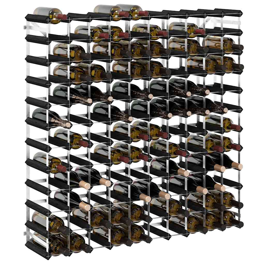 120 Bottle Wine Rack Black Solid Pine Wood