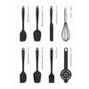 Drongo Heat Resistant Fireproof Nonstick Silicone Spatula Set 8 Pieces Black