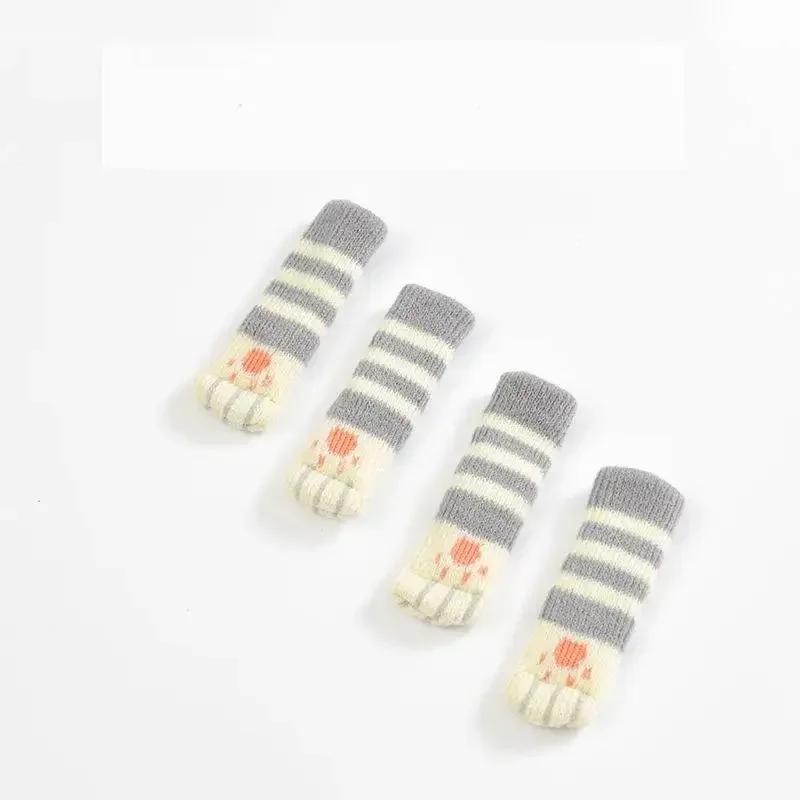 4 шт. милые носки для мебели с кошачьими лапками, вязаные чехлы для ножек стульев, напольные протекторы, нескользящие накладки на стол, подходят для квадратных и круглых ножек