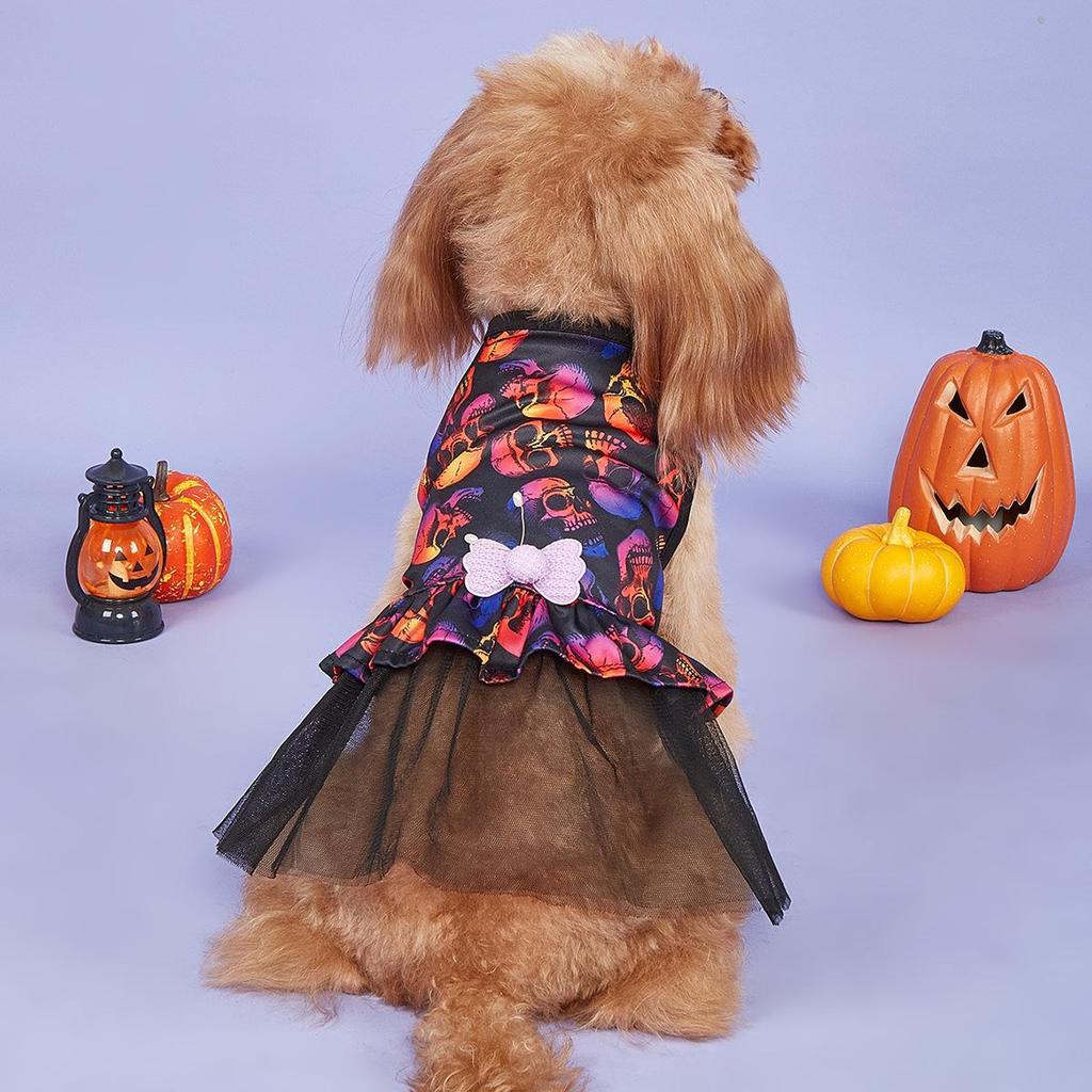Платье-юбка для маленьких домашних животных на Хэллоуин с изображением собак и кошек