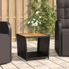 VidaXL Tea Table and Wooden Top Black Woven Resin Solid Acacia 319558