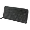 Inden Long Bundle Round Black X Black Ajiro Knitting Pattern Wallet, Wallet, Y, Zipper, Deerskin, Lacquer, 2111-01-158