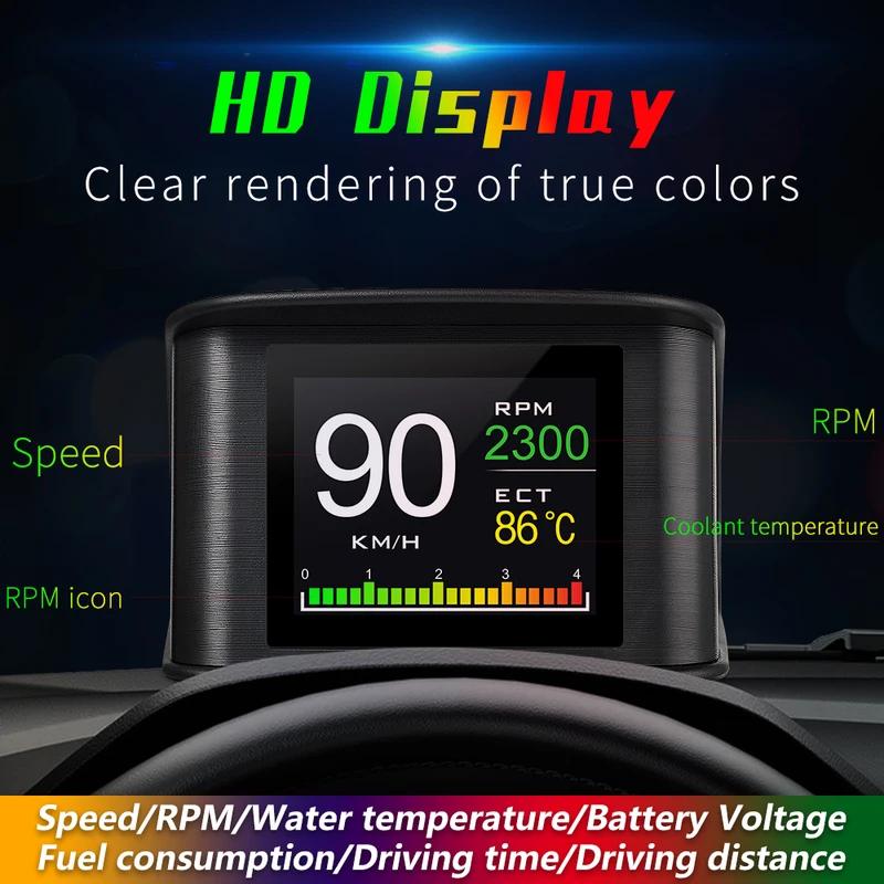 HAOGU HUD Car Head-up Display TFT LCD Digital Speedometer Auto On-board Computer With Fuel Consumption Water Temperature