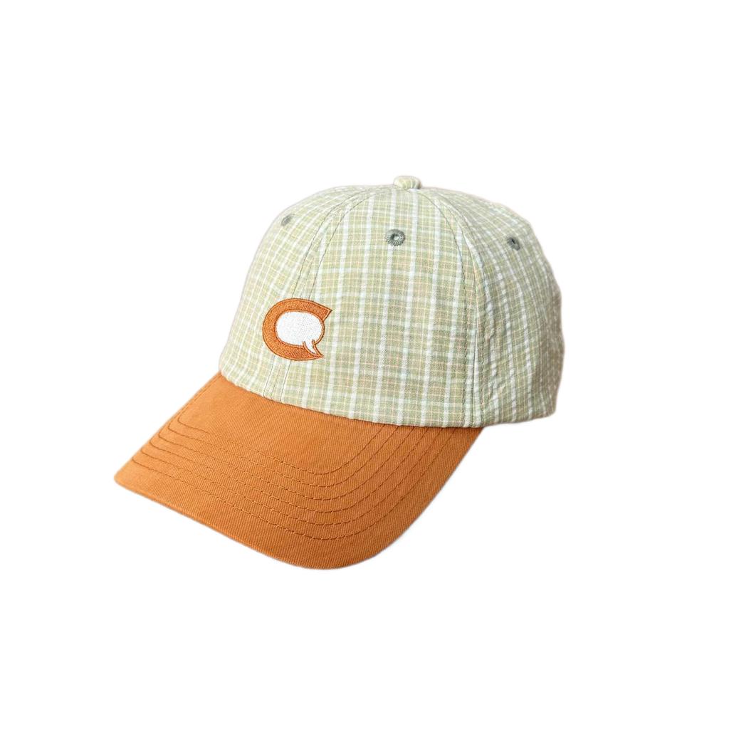 New color matching plaid embroidery baseball cap women's spring and summer breathable big head circumference versatile soft top sunshade cap