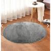 Круглый однотонный антрацитово-серый плюшевый пушистый противоскользящий ковер на гелевой основе