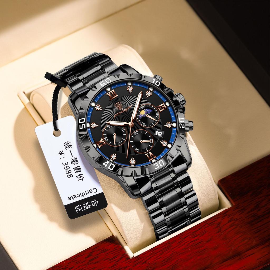 POEDAGAR National Top Swiss Brand Waterproof Men's Watch New Multifunctional Quartz Luminous Watch