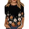 Женская модная футболка с цветочным принтом и круглым вырезом, рукав три четверти, повседневный топ