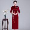 Elegant Spring Acetate Satin Embroidered Cheongsam for Mothers - New Chinese Wedding Style Dress