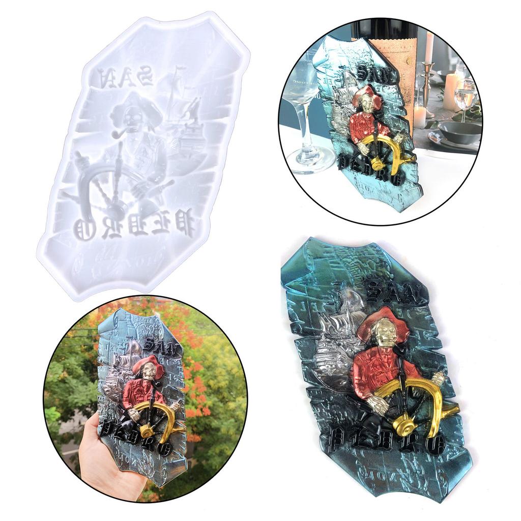 Силиконовая форма Скелет Карта сокровищ Пиратский череп Смола Украшения 3D Гипсовый рельеф Модель Эпоксидная смола Формы для литья